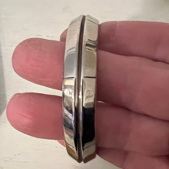 Heavy Vintage Stamped Sterling Silver Hinged Cuff Bracelet – Modernist